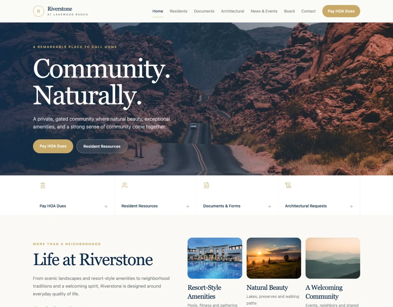 community desktop homepage screenshot