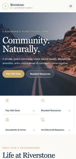 community mobile homepage screenshot