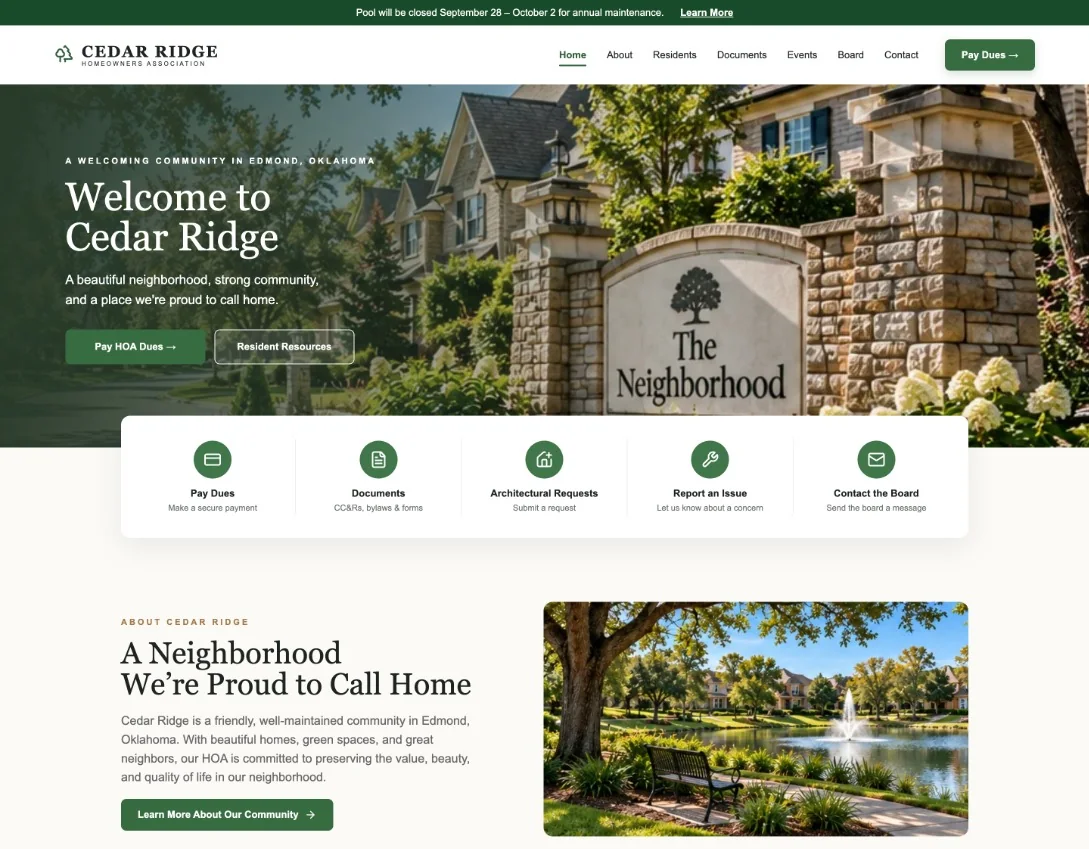 neighborhood desktop homepage screenshot